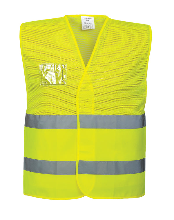Hi-Vis Two Band & Brace Velcro Fasten Mesh Vest