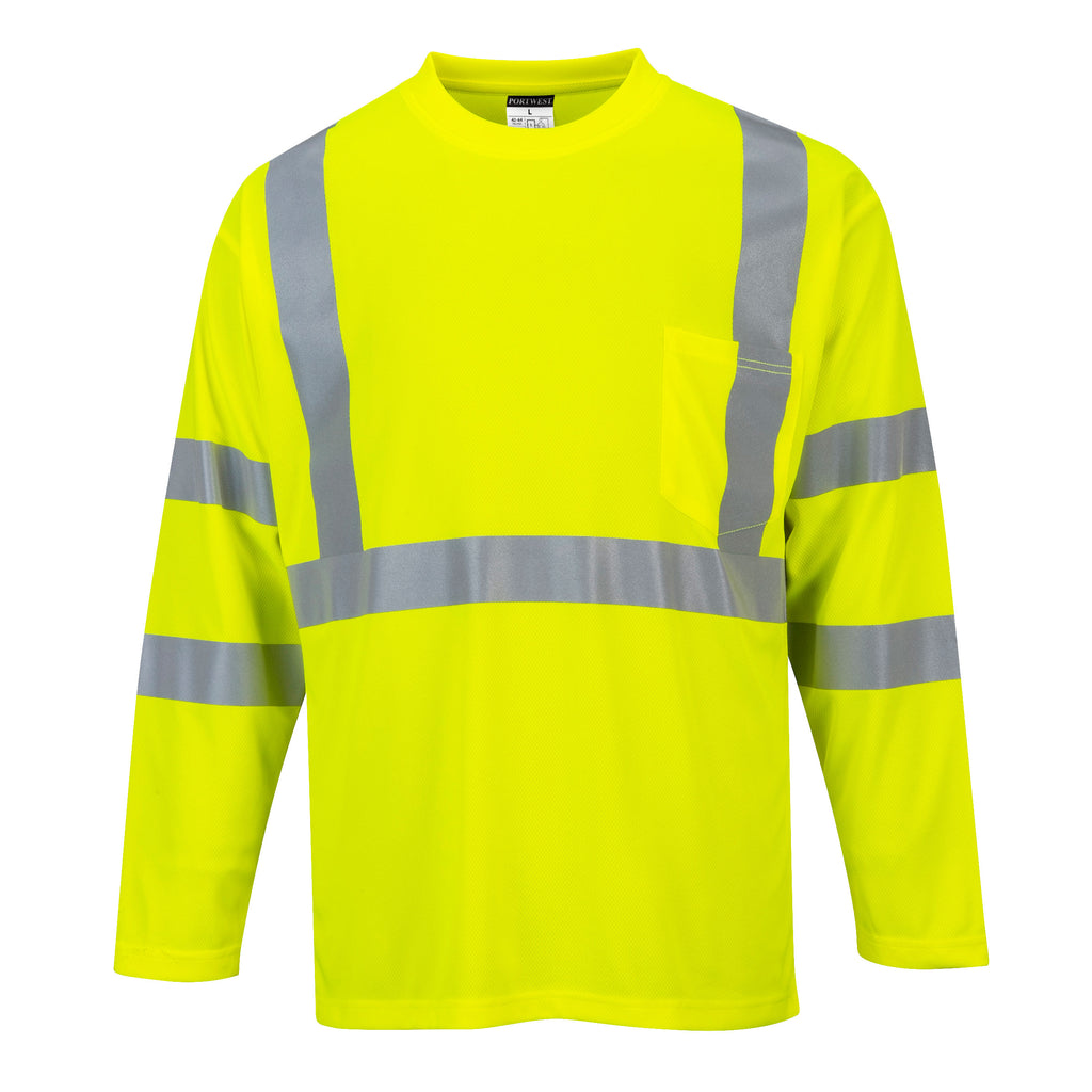 Portwest S191 Yellow Hi-Vis Pocket T-Shirt L/S