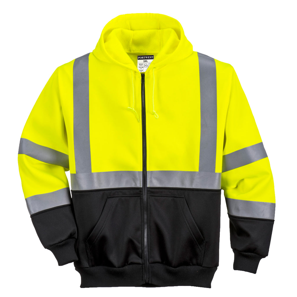 Portwest UB315 Yellow/Black Hi-Vis Contrast Zipped Hoodie