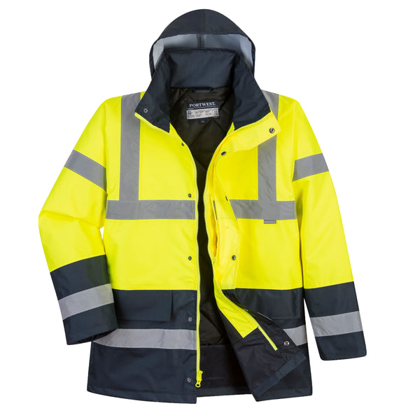 Portwest US466 Yellow/Navy Blue Hi-Vis Contrast Winter Traffic Jacket