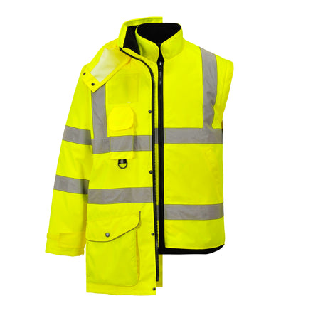 Portwest US427 Yellow Hi-Vis Breathable 7-in-1 Traffic Jacket