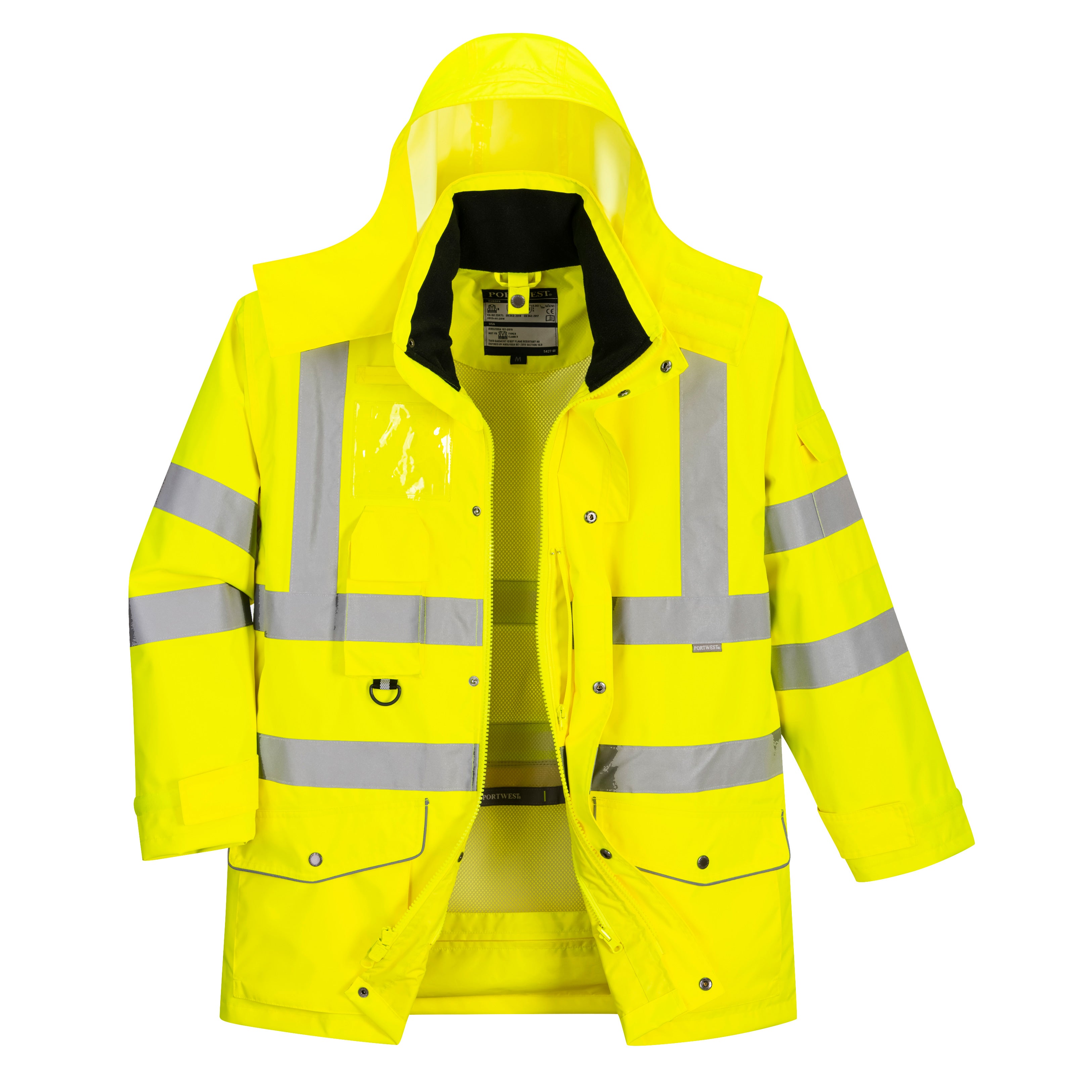 Portwest US427 Yellow Hi-Vis Breathable 7-in-1 Traffic Jacket