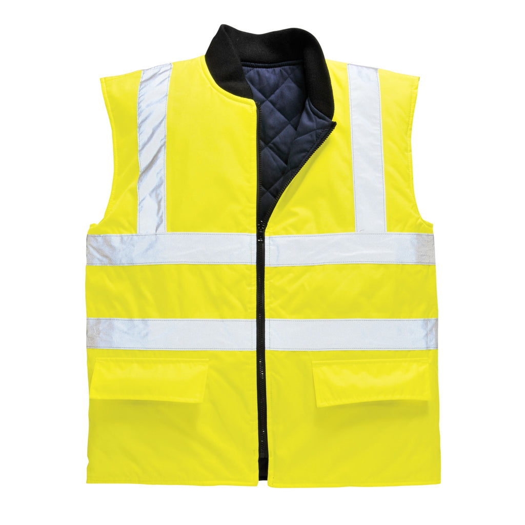 Portwest US469 Yellow Hi-Vis Reversible Bodywarmer Vest