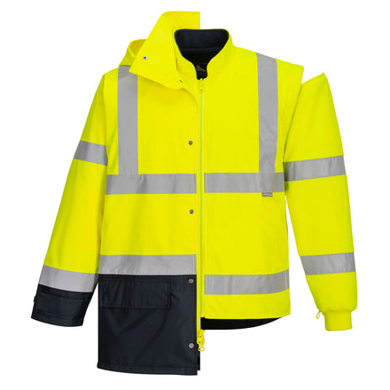 Portwest US768 Yellow/Navy Blue Hi-Vis 5-in-1 Contrast Executive Jacket