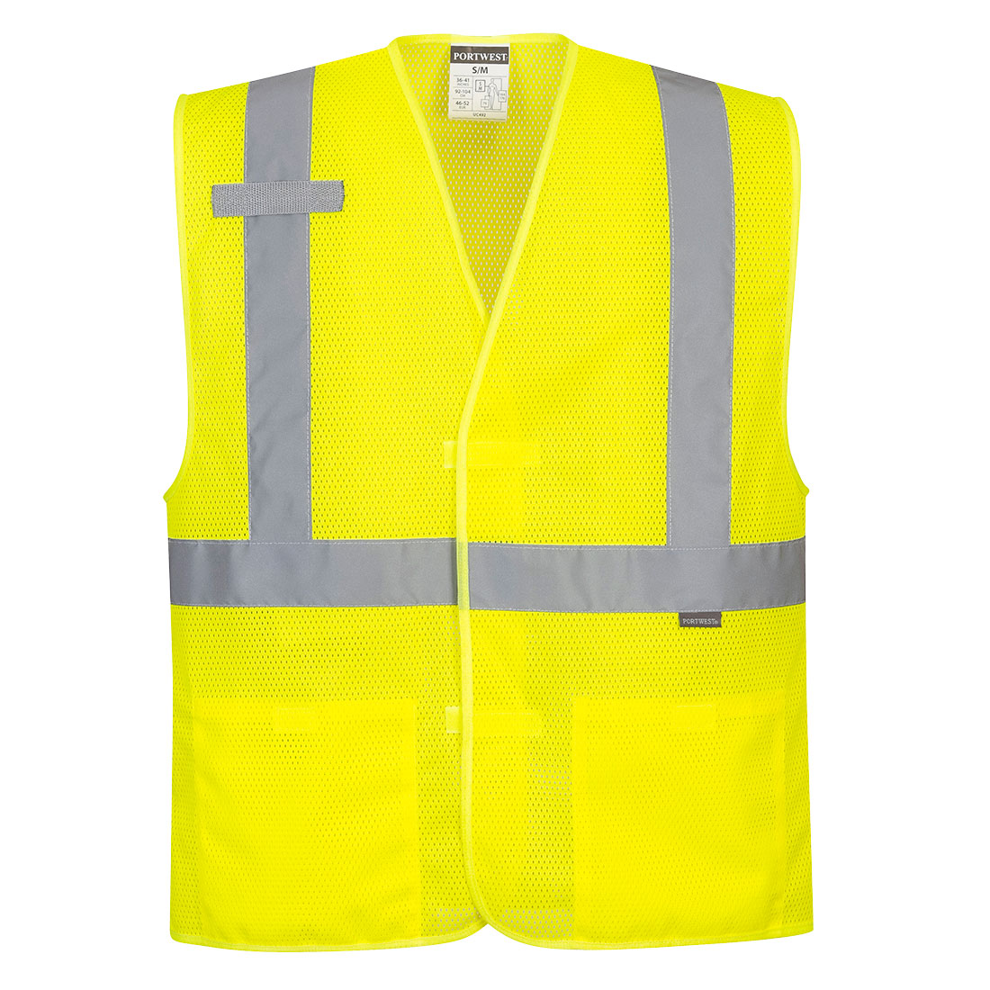 Hi-Vis Two Band & Brace Velcro Fasten All Mesh Vest with 2 pockets