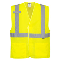 Hi-Vis Two Band & Brace Velcro Fasten All Mesh Vest with 2 pockets