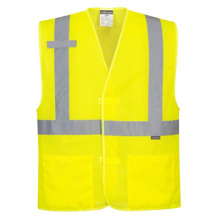 Hi-Vis Two Band & Brace Velcro Fasten All Mesh Vest with 2 pockets