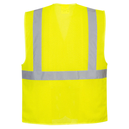 Hi-Vis Two Band & Brace Velcro Fasten All Mesh Vest with 2 pockets
