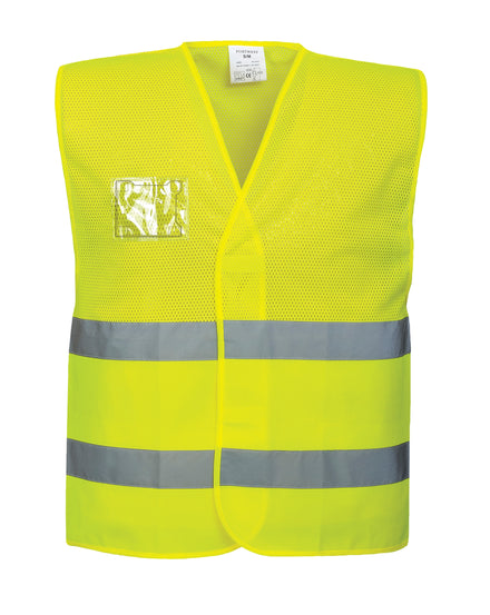Hi-Vis Two Band & Brace Velcro Fasten Mesh Vest