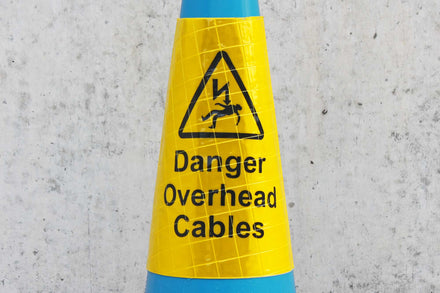 Danger Overhead Cables' Traffic Cone Sleeve