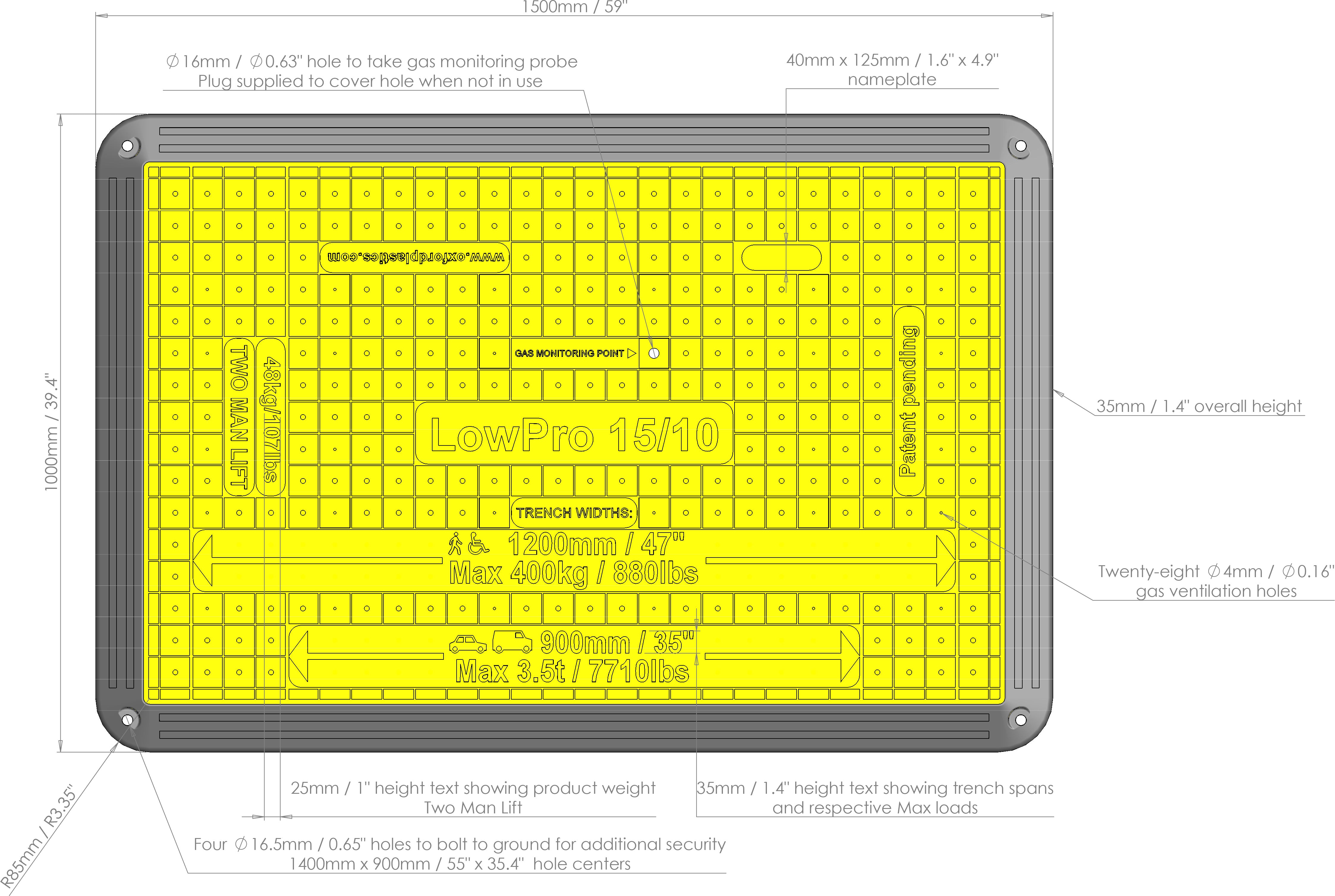 Pedestrian Sidewalk Road Plate - Hole Cover LowPro - Low Profile