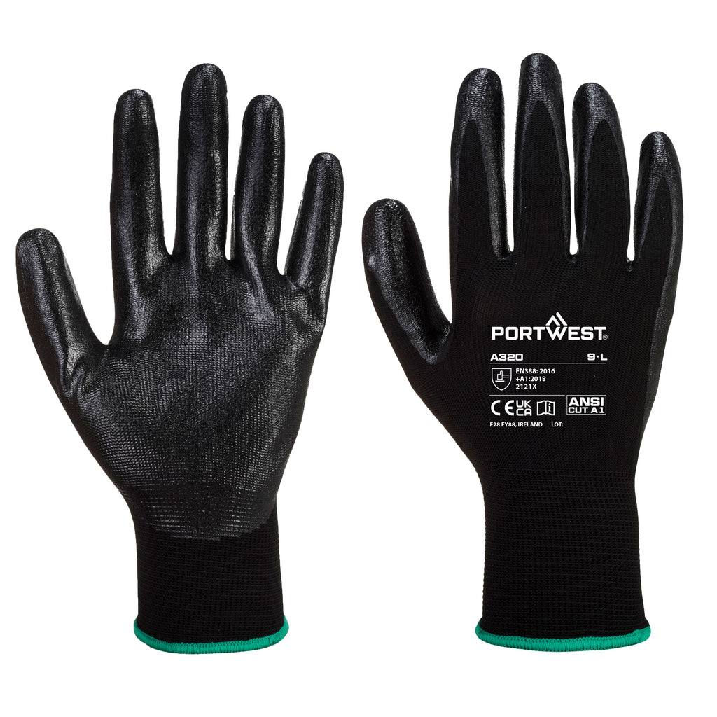 Portwest A320 Black Dexti-Grip Glove - Nitrile Foam