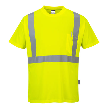 Portwest S190 Yellow Hi-Vis Pocket T-Shirt S/S