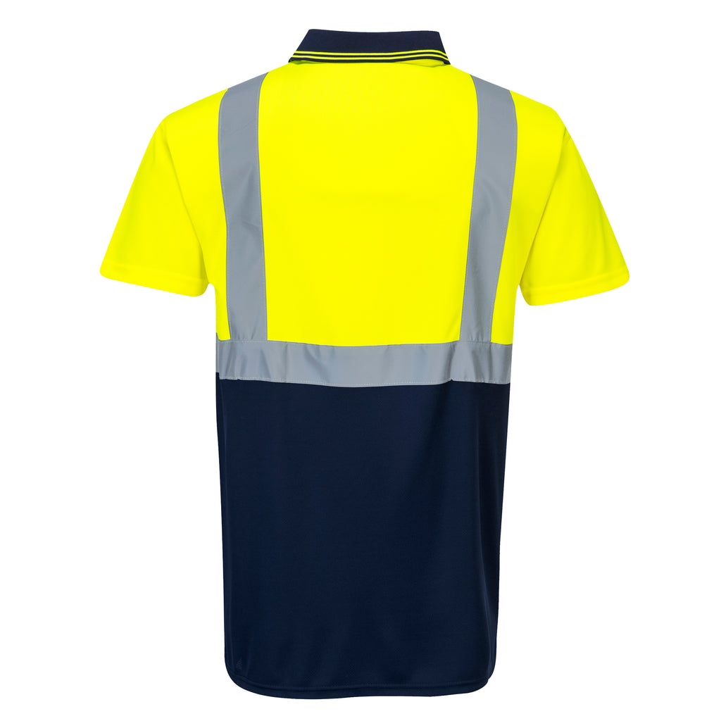 Portwest S479 Yellow/Navy Blue Hi-Vis Contrast Polo Shirt S/S