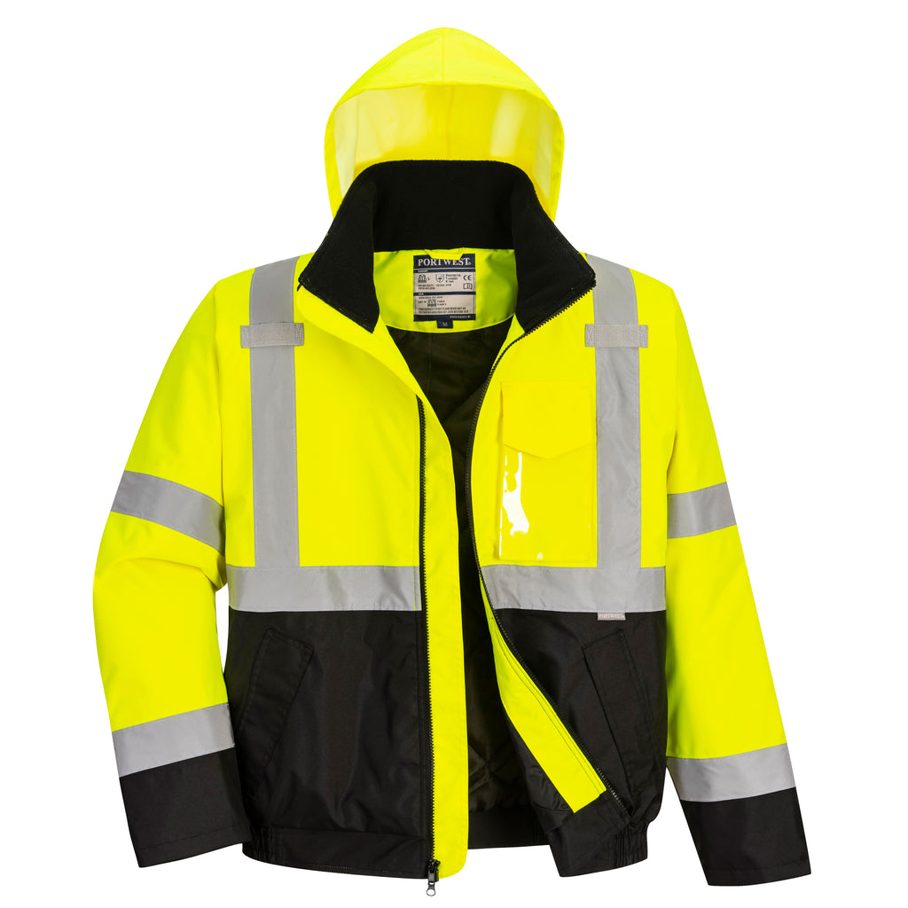 Portwest US363 Yellow/Black Hi-Vis Contrast Winter Bomber Jacket