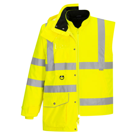 Portwest US427 Yellow Hi-Vis Breathable 7-in-1 Traffic Jacket