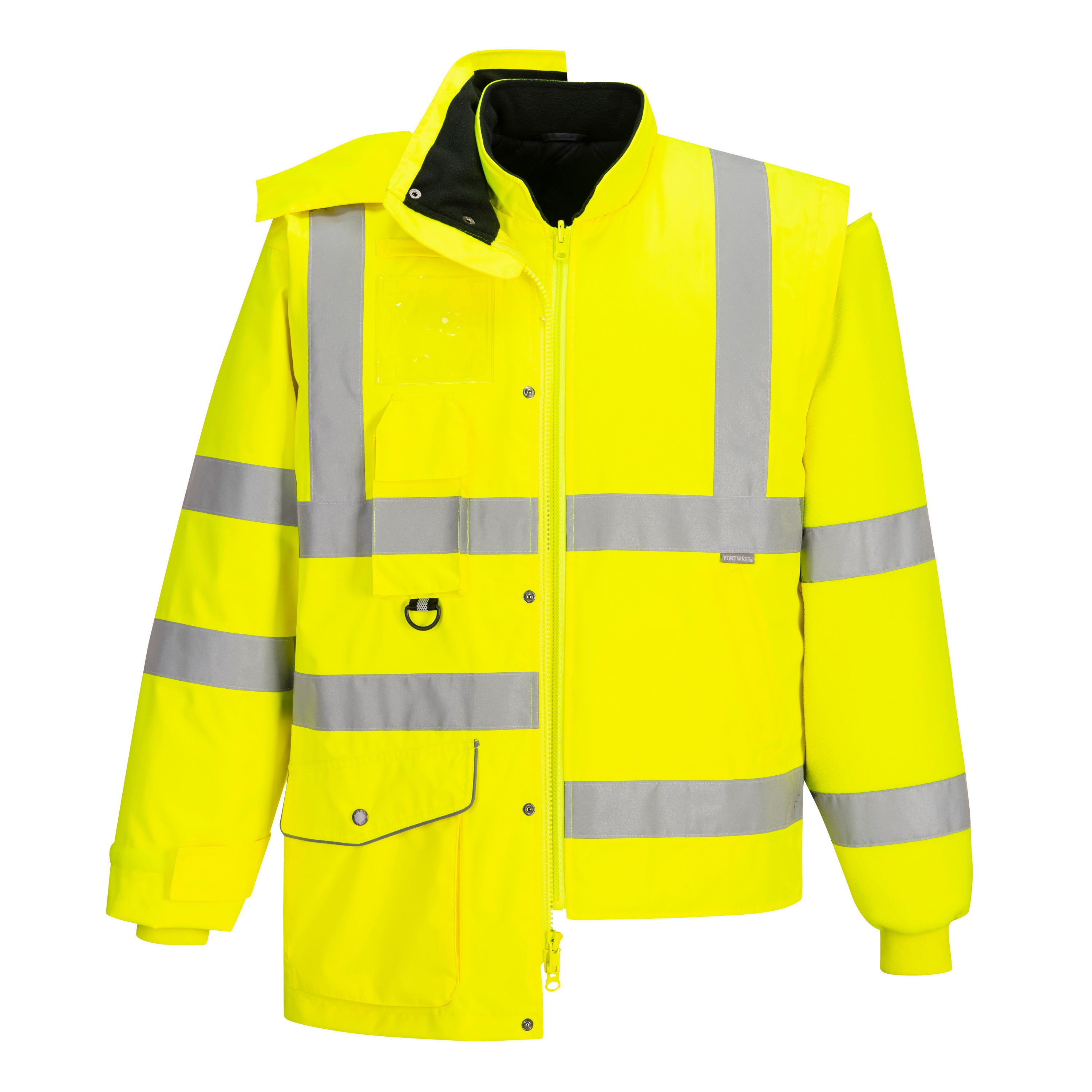 Portwest US427 Yellow Hi-Vis Breathable 7-in-1 Traffic Jacket