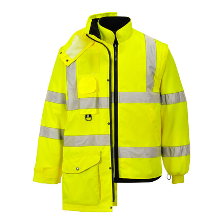 Portwest US427 Yellow Hi-Vis Breathable 7-in-1 Traffic Jacket