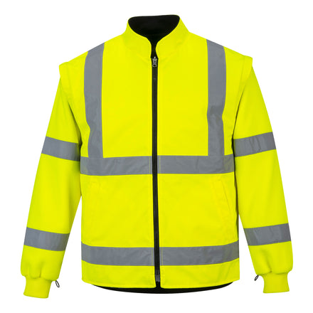 Portwest US768 Yellow/Navy Blue Hi-Vis 5-in-1 Contrast Executive Jacket