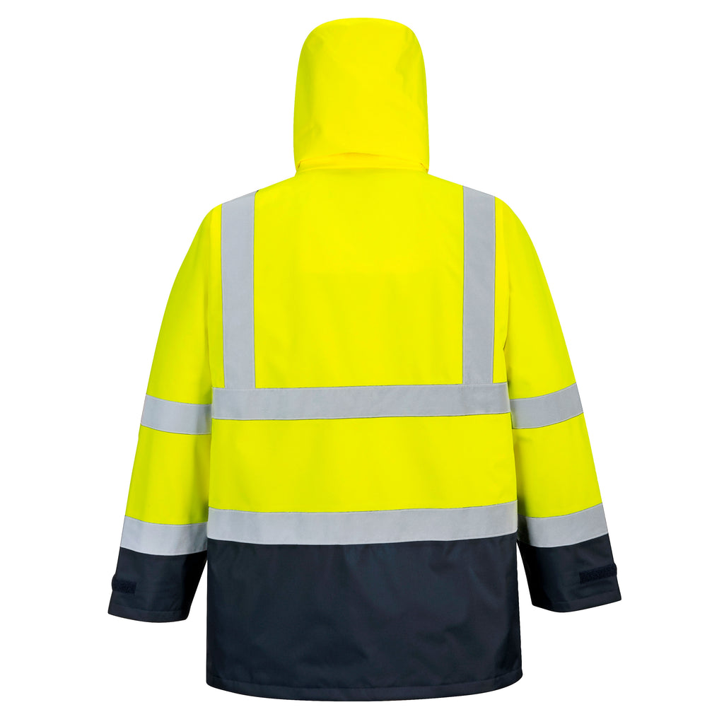 Portwest US768 Yellow/Navy Blue Hi-Vis 5-in-1 Contrast Executive Jacket