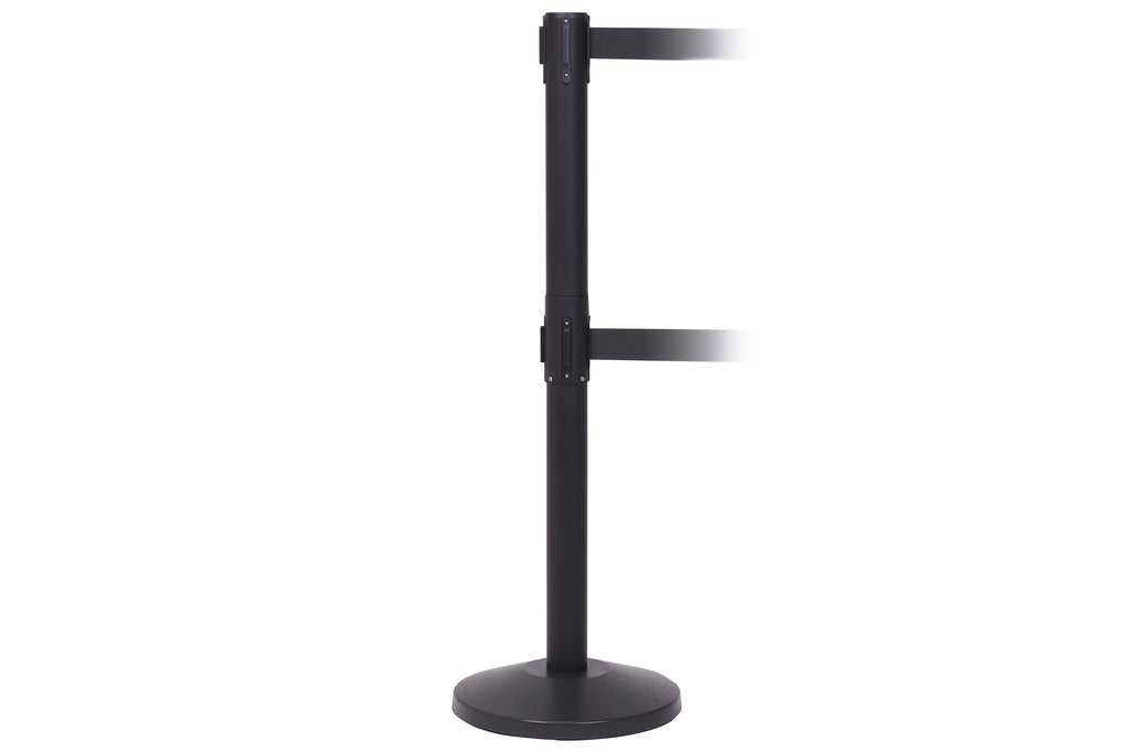 QueueMaster 550 Twin 11' or 13' x 2" Belt Barrier System - Black Post