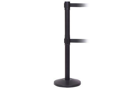 QueueMaster 550 Twin 11' or 13' x 2" Belt Barrier System - Black Post