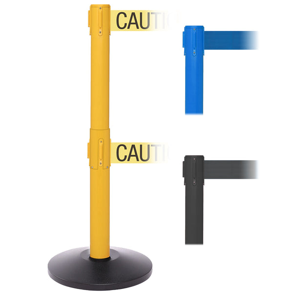 SafetyPro 250 Twin 11' or 13' x 2" Belt Barrier System - Yellow Post
