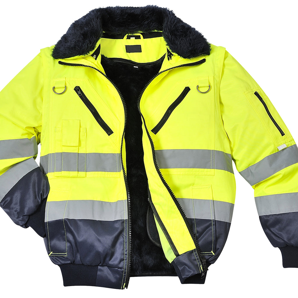 Pilot Jacket High Visibility with Contrast 3 in 1 Durable ANSI Class 3