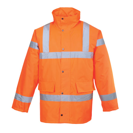 Padded Quilt Lined Orange Traffic Jacket High Visibility Class 3