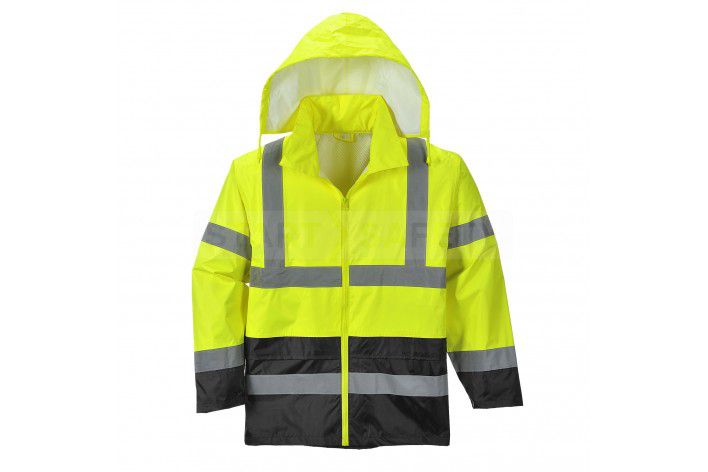 Portwest UH443 Classic Waterproof Rain Jacket in Reflective Contrast HiVis ANSI 