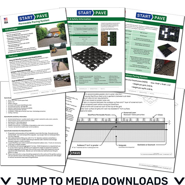 Link to Downloads section where you can read StartPave brochures and install guides on permeable pavers