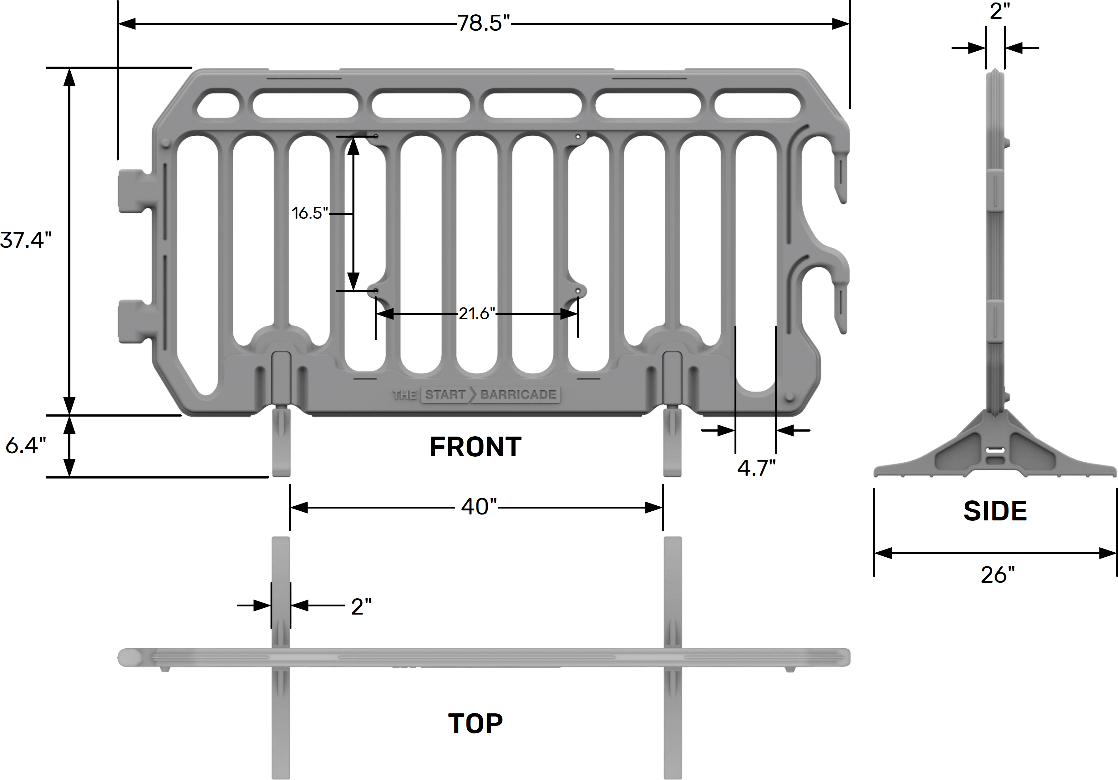 Start Barrier Dimensions