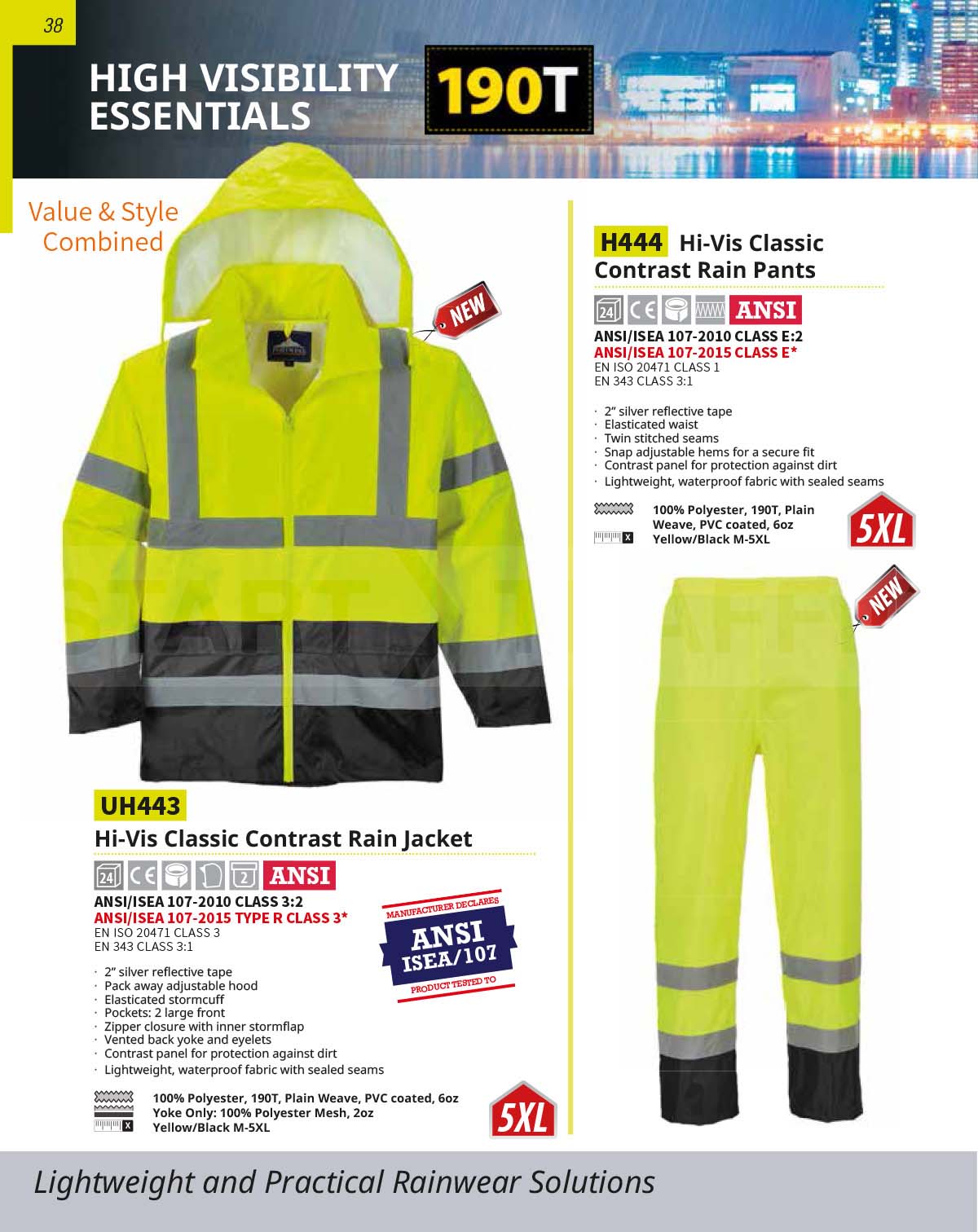 UH443 Hi Vis Classic Contrast Rain Pants