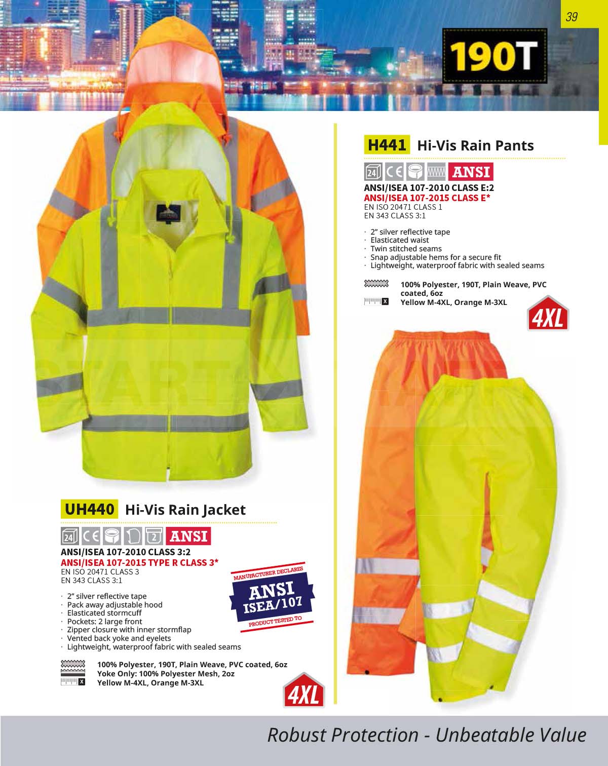 UH441 Hi Vis value Rain Pants