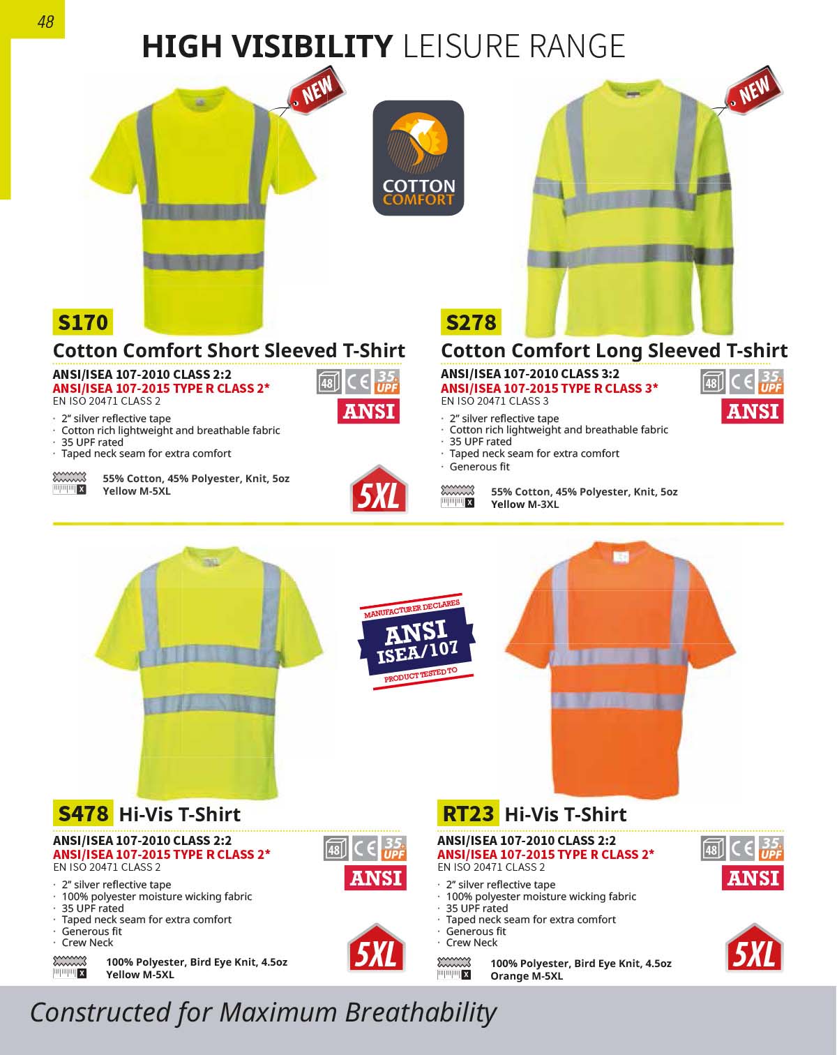 S170 High Viz Short Sleeve Work T Shirt