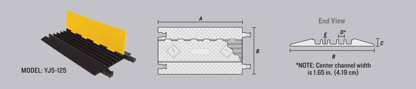 Straight Yellow jacket Heavy Duty 5 Channel Dimensions