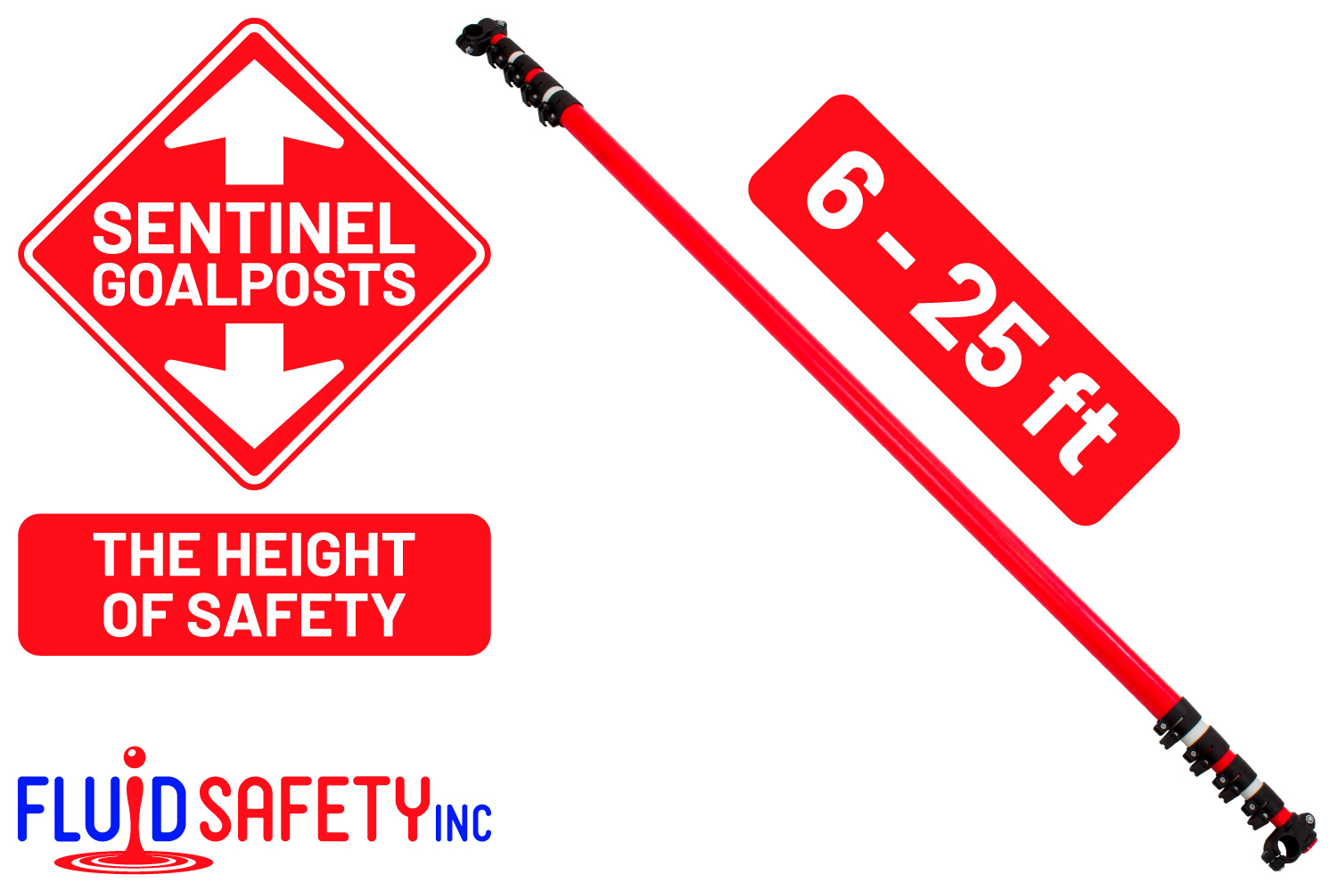 Red Telescopic Poles and Bunting for Height Restrction Barriers