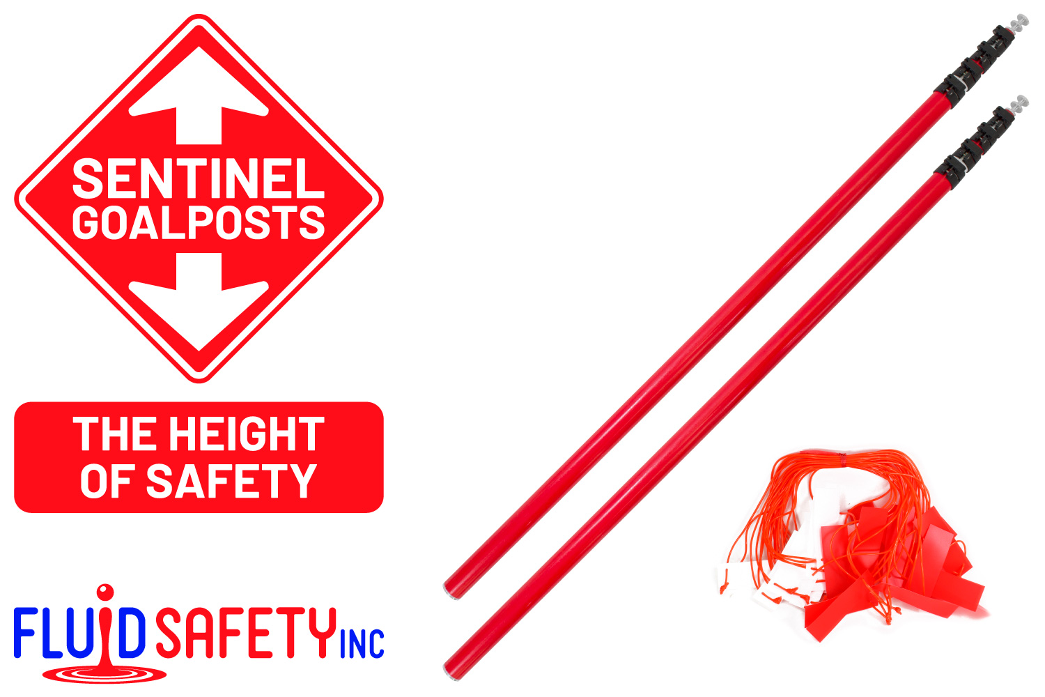 Red Telescopic Poles and Bunting for Height Restrction Barriers