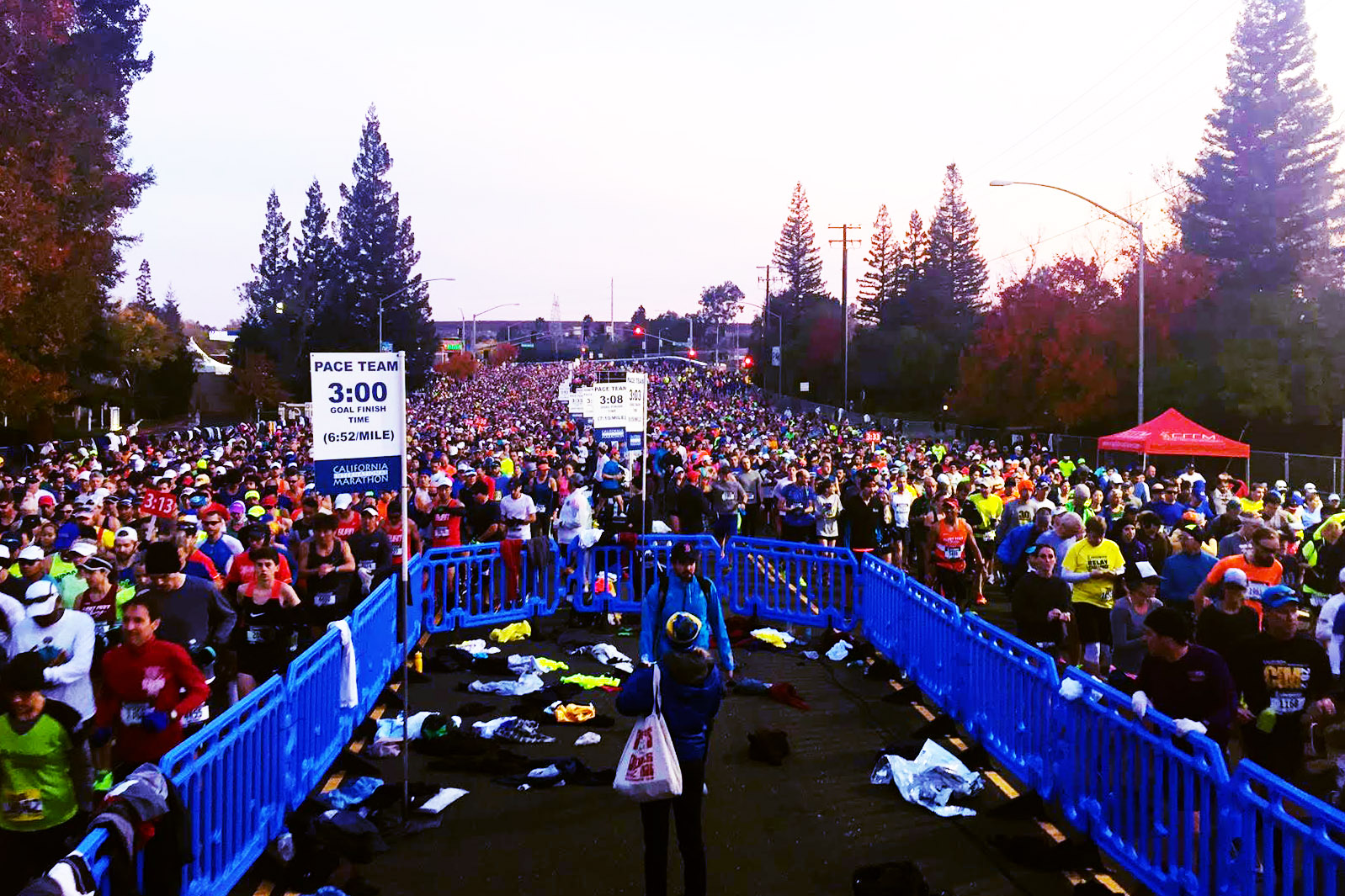 Sacramento Marathon Blue Plastic Barriers