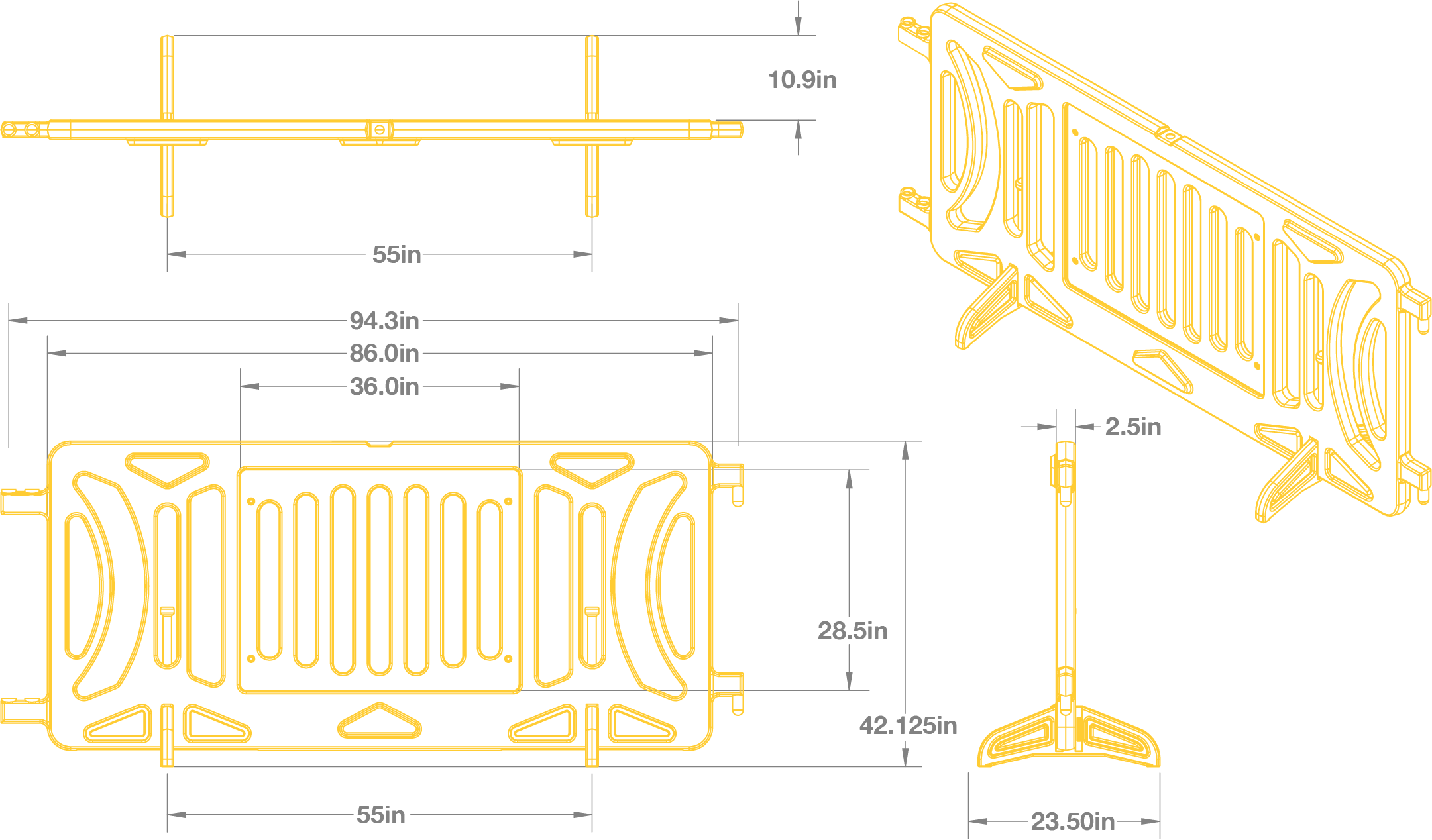 Billboard Barricade Dimensions