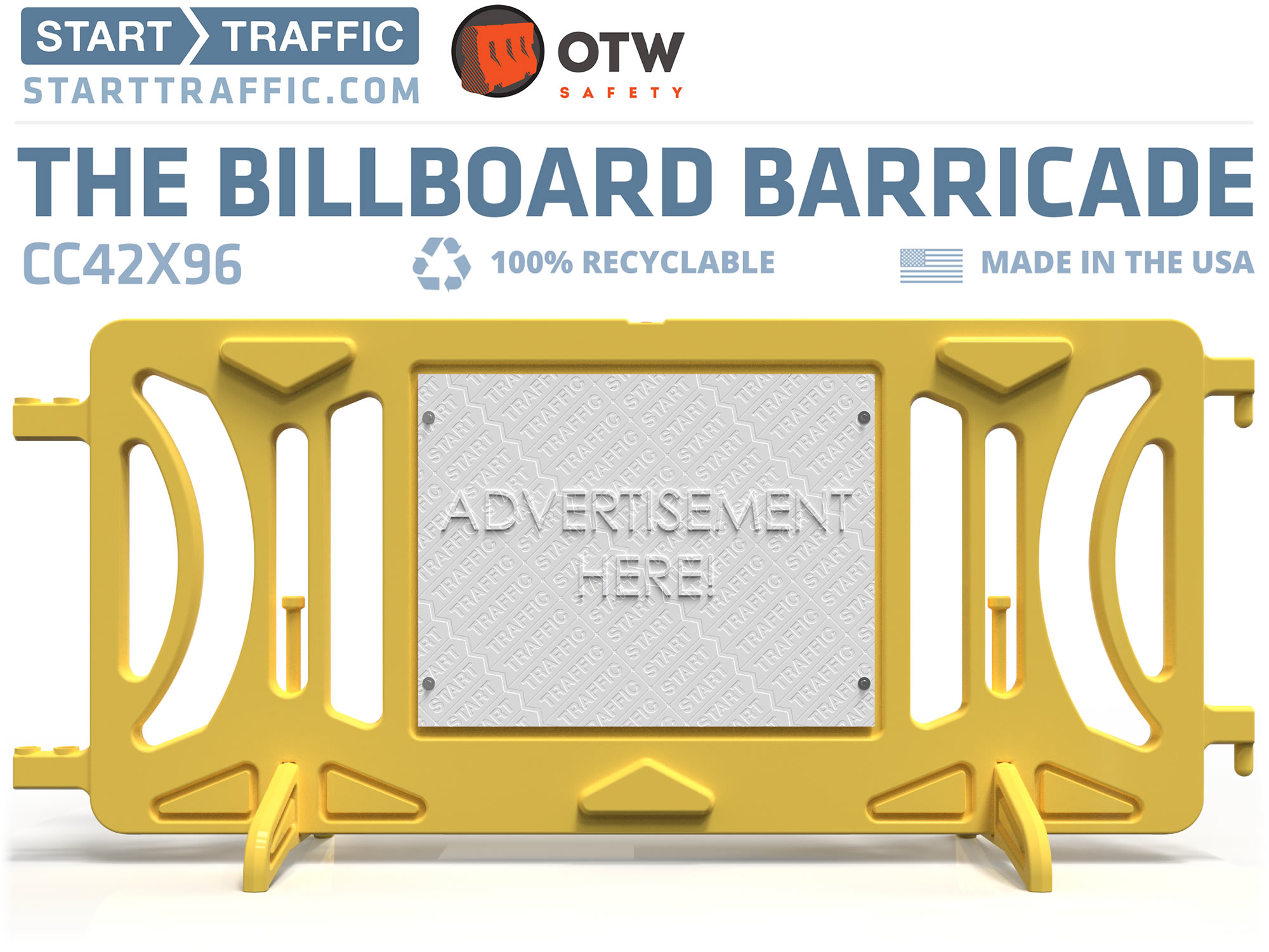 BillBoard Barricade with Swivel Rotating Feet