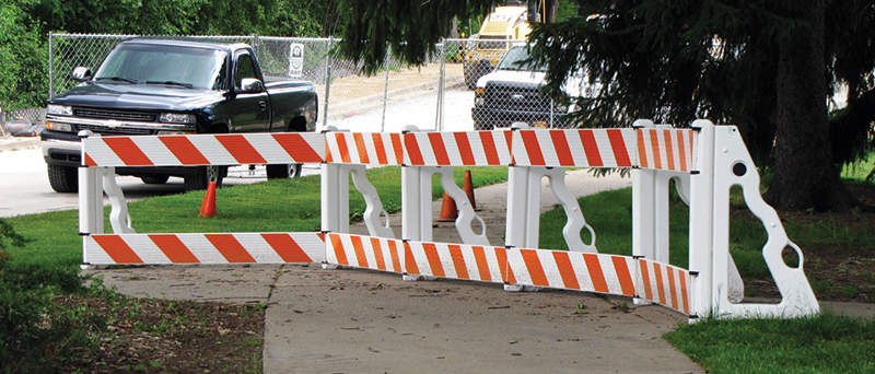 SafetyRail Pedestrian Barrier Deployed and In-Use on Sidewalk