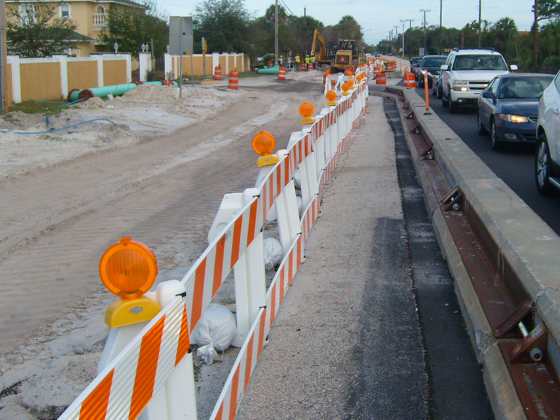SafetyRail Pedestrian Barrier Deployed and In-Use on Sidewalk