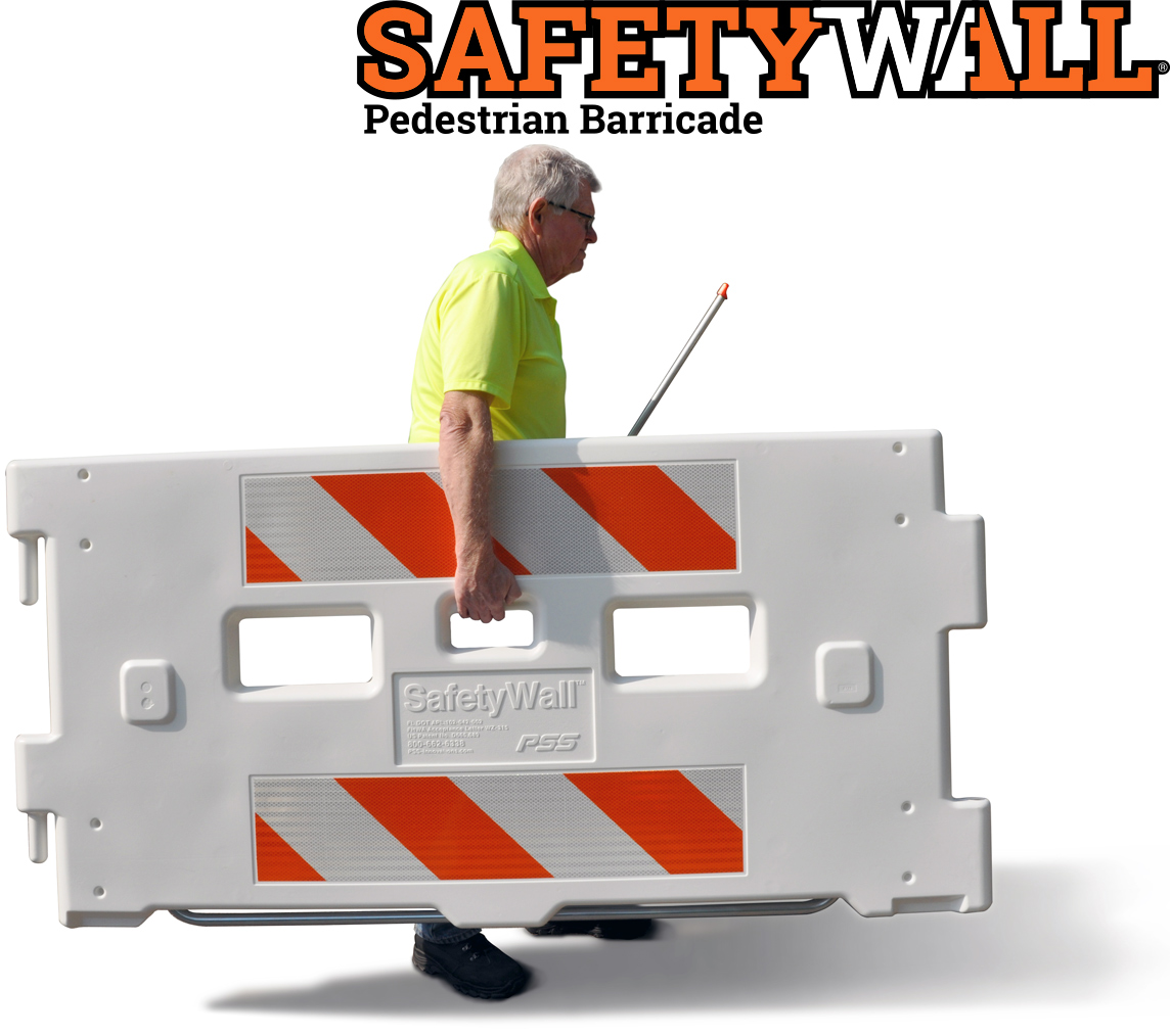 An ADA compliant work zone construction plastic barrier