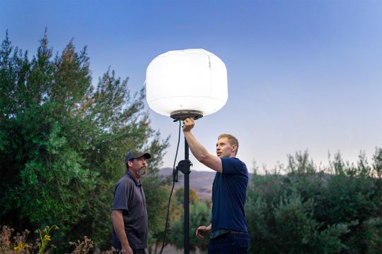 150 Watt Balloon Light Kit being used on a camp site