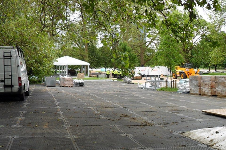 DuraDeck Ground Protecttion Mats covering a field