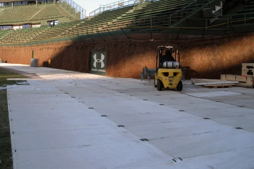 DuraDeck Mats protecting a field