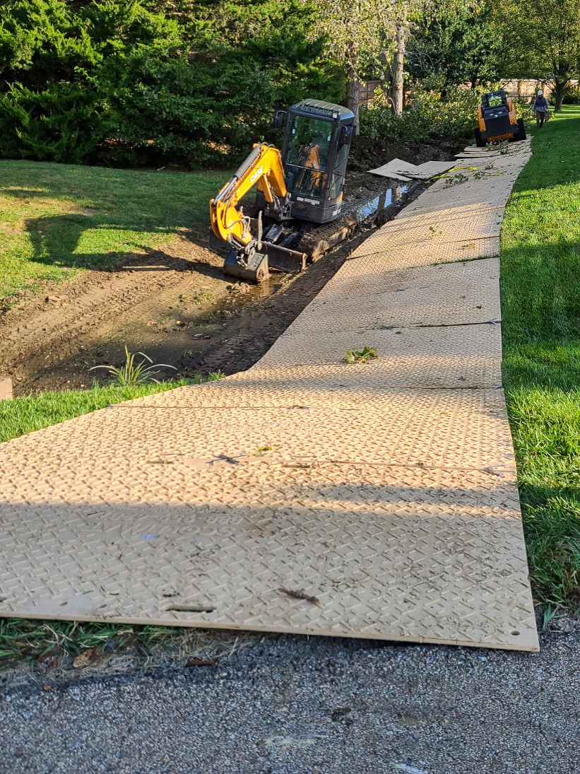 Picture of Scout Mats™ being used on the ground to prevent rutting